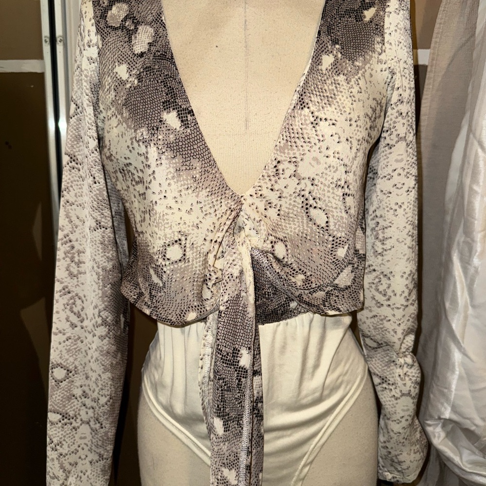 Nasty Gal Monochrome Snakeskin Blouse